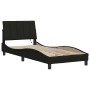 Estructura de cama sin colchón tela negro 80x200 cm