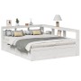 Cama con estantería sin colchón madera maciza blanca 150x200 cm