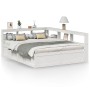 Cama con estantería sin colchón madera maciza blanca 150x200 cm