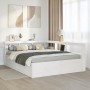 Cama con estantería sin colchón madera maciza blanca 150x200 cm