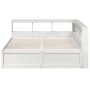 Cama con estantería sin colchón madera maciza blanca 150x200 cm