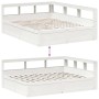 Cama con estantería sin colchón madera maciza blanca 150x200 cm