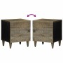 Mesitas noche 2 uds madera maciza mango gris claro 40x33x46 cm