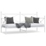 Sofá cama sin colchón cuero sintético blanco 90x200 cm acero