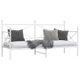 Sofá cama sin colchón cuero sintético blanco 90x200 cm acero