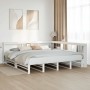 Cama con estantería sin colchón madera maciza blanca 180x200 cm