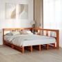 Cama con estantería sin colchón madera maciza marrón 150x200 cm