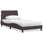 Cama con colchón tela marrón oscuro 100x200 cm