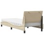 Cama con colchón tela color crema 80x200 cm