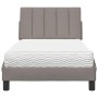 Cama con colchón tela gris taupe 90x200 cm