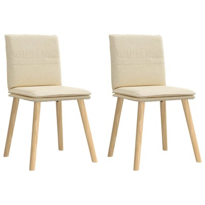 Sillas de comedor 2 unidades tela color crema