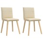 Sillas de comedor 2 unidades tela color crema