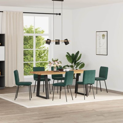 Sillas de comedor 6 unidades terciopelo verde oscuro