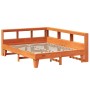 Cama con estantería sin colchón madera maciza marrón 150x200 cm