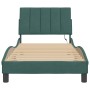 Estructura cama con luces LED terciopelo verde oscuro 90x200 cm