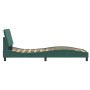 Estructura cama con luces LED terciopelo verde oscuro 90x200 cm