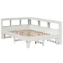 Cama con estantería sin colchón madera maciza blanca 135x190 cm