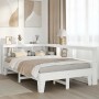 Cama con estantería sin colchón madera maciza blanca 135x190 cm
