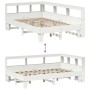 Cama con estantería sin colchón madera maciza blanca 135x190 cm