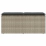 Banco jardín con cojín ratán sintético gris claro 110x40x44cm