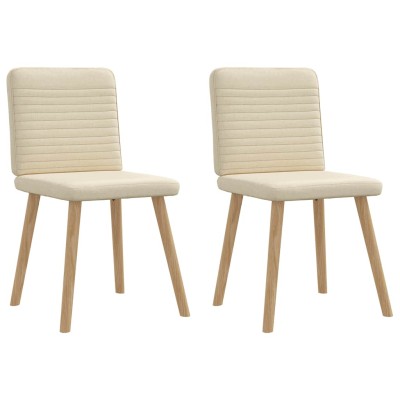 Sillas de comedor 2 unidades tela color crema
