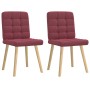 Sillas de comedor 2 unidades tela rojo tinto