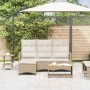 Sofá de jardín reclinable con cojines en forma de L beige