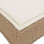 Sofá de jardín reclinable con cojines en forma de L beige