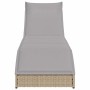 Tumbona plegable con cojín y espacio beige ratán sintético