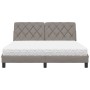 Cama con colchón de tela gris taupe 160x200 cm