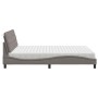 Cama con colchón de tela gris taupe 160x200 cm