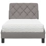 Cama con colchón tela gris taupe 90x190 cm