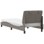 Cama con colchón tela gris taupe 90x190 cm
