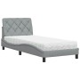 Cama con colchón tela gris claro 90x190 cm