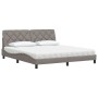 Cama con colchón de tela gris taupe 180x200 cm