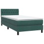 Cama box spring con colchón terciopelo verde oscuro 80x220 cm