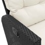 Set de sofás de jardín en forma de L con cojines 3 pzas negro