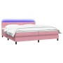 Cama box spring con colchón terciopelo rosa 180x210 cm