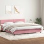 Cama box spring con colchón terciopelo rosa 180x210 cm