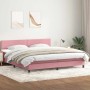 Cama box spring con colchón terciopelo rosa 200x210 cm