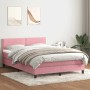 Cama box spring con colchón terciopelo rosa 140x210 cm