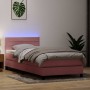 Cama box spring con colchón terciopelo rosa 90x210 cm