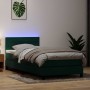 Cama box spring con colchón terciopelo verde oscuro 80x220 cm