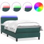 Cama box spring con colchón terciopelo verde oscuro 80x220 cm