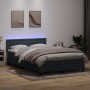 Cama box spring con colchón terciopelo gris oscuro 140x210 cm