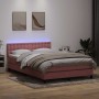 Cama box spring con colchón terciopelo rosa 140x210 cm