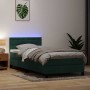 Cama box spring con colchón terciopelo verde oscuro 90x220 cm