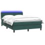 Cama box spring con colchón terciopelo verde oscuro 140x220 cm