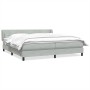 Cama box spring con colchones terciopelo gris claro 200x210 cm