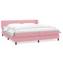 Cama box spring con colchones terciopelo rosa 200x210 cm